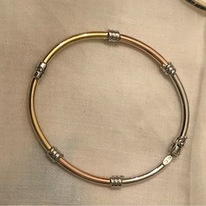 Sterling Silver Banded Bangle Bracelet Hinged Modern 925 Gold Silver Fine Minte